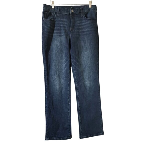 Express Womens Dark Wash Jeans Size 16 Mid-Rise Straight Leg Stretch Denim - Picture 1 of 7